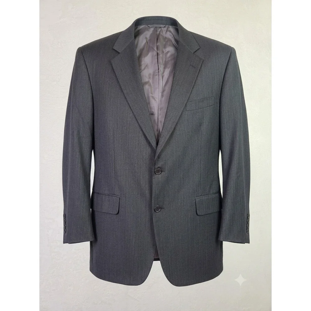 Brooks Brothers 1818 Grey Two Button Wool Blazer Career Sport Coat 46R Office
